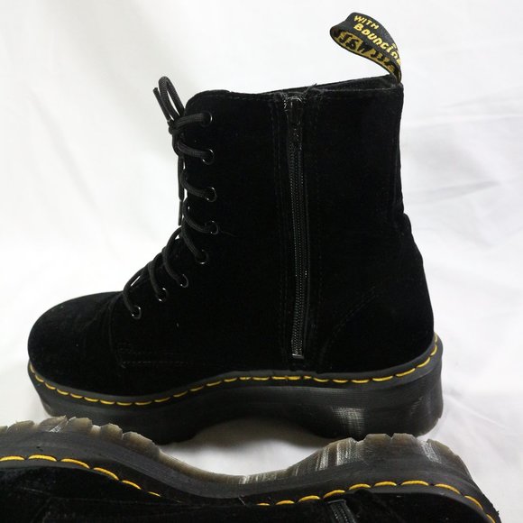 DR MARTEN'S Jadon Black Velvet Platform Zip/Lace Up Boots 12 US Wmn 11 US Men - Picture 11 of 14